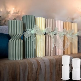 Resim Gips Silindir Mum Silikon Kalıp Geometrik Çizgi Mum Erime Kalıbı El Yapımı Reçine Dekoratif Kalıp Çamur Beton El Sanatları Kalıpları 