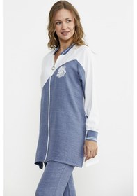 Resim Sementa Fermuar Kapamalı Nakışlı Tunik Takım - Indigo Indigo 