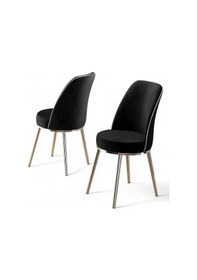 Resim Canisa Pefa Serisi 6 Adet Siyah Mutfak Sandalyesi Krom Kaplama Metal Ayak 1. Sınıf Babyface Kumaş Sandalye Siyah Ayaklar Kroomm 