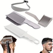 Resim 4 adet/1 set Saç Kesme Taranı, Derece 1 (3mm), Kavisli Taraklar, Profesyonel Konumlandırma Karıştırma Tarağı, Ayarlanabilir Saç Düzeltme Rehberi ve Boyun Tüy Alma Şablonu, Ev Salonu için Ergonomik Tasarım 