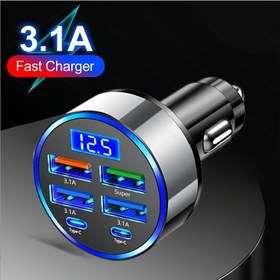 Resim Ultra Hızlı Çift PD USB ve Type-C Araç Şarj Cihazı, 12-24V Hızlı Şarj ile Dijital Ekran ve Aşırı Şarj Koruma Özellikli Akıllı Telefonlar için Taşınabilir 
