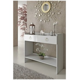 Resim Dufon 2 Kapaklı, Sabit Ayaklı, Dekoratif Dresuar 80 Cm Beyaz 