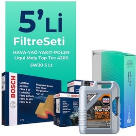 Resim Bosch Bmw 1.16D Filtre Bakım Seti Liqui Moly Motor Yağlı (2019-2023) 5 Li - 