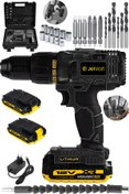 Resim JetVolt 12V 1.5Ah Metal Şanzıman Çift Akülü Bakır Sargı 24 Parça Şarjlı Matkap Akülü Vidalama - Siya 