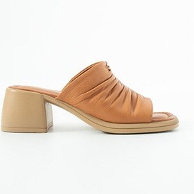 Resim Dericia Shoes Radiance Hakiki Deri Kadın Günlük Rahat Topuklu Terlik Turuncu 