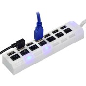 Resim Temiz Pazar 7 Port USB Hub - On/off Switch Işıklı - USB Çoklayıcı 