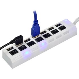 Resim Temiz Pazar 7 Port USB Hub - On/off Switch Işıklı - USB Çoklayıcı 
