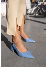 Resim Tulip Arkası Açık Kadın Topuklu Ayakkabı Bebe Mavisi 