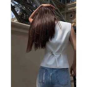 Resim La Mode Istanbul Kadın Sıfır Kollu Önden Düğmeli Atlas Yelek 