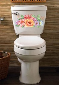 Resim Turuncu Mor Güller Klozet Kapağı Ve Banyo Sticker 