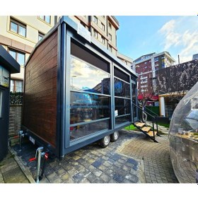Resim 300 X 500 Teras Evim Tiny House Ahşap Desen Fugalı Betopan Kendinden Çatılı Tek Oda Giyotin Pencere 