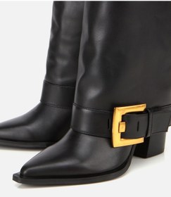 Resim Hotiç Kadın Deri Siyah Pantolon Görünümlü Gold Tokalı Kalın Topuklu Bot 01boh315280a100 01boh315280a100 Siyah 