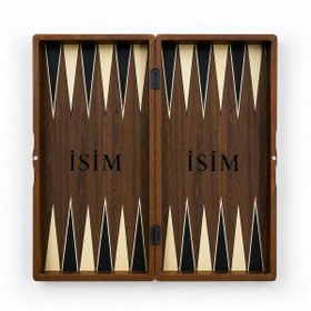 Resim MSMETICARET Kişiye Özel Ceviz Desen Polyster Kaplama Tavla XXL 
