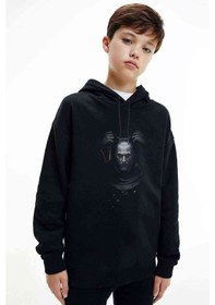 Resim The Witcher 2 Baskılı Unisex Çocuk Kapüşonlu Siyah Sweatshirt 