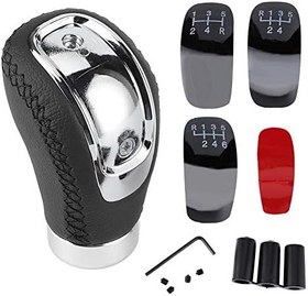 Resim Manuel Vites Topuzu, Dayanıklı Evrensel Manuel Vites Topuzu Sopa Kafa Vites Kolu Hentbol Deri Evrensel Araba Için(Siyah) 