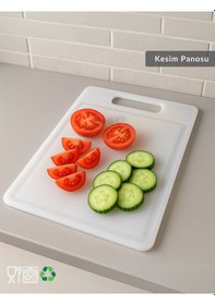 Resim Düz Kesim Panosu Doğruma Tahtası Salata Meyve Kesme Tahtası 31x22 Cm Şeffaf 