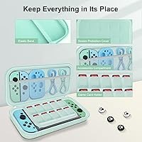 Resim JYPS 10 in1 Carrying Case Compatible with Nintendo Switch OLED, New Crocodile Texture Hard Shell Pouch Switch Cover, Green Travel Portable Switch Protection Bundle for Valentine Gift for Women(Green) 