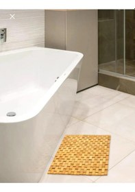 Resim Bambu Banyo Paspası - Kaymaz Taban - Duş Paspası 40 X 60 Cm Kahverengi 