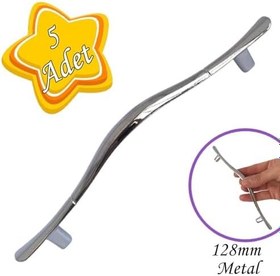 Resim Glaswen Ördek kulp Krom 128 mm Kulp Mobilya Mutfak Dolabı Çekmece Dolap Kapak Kulpu Kulbu Metal Kulp(5 Adet) 
