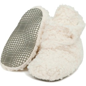 Resim Ella Bonna Kaydırmaz Taban, Bebek Pandufu, Ilkadım Ev Patiği, Terletmeyen Organik Pamuk Astarlı Kırık Beyaz 