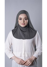 Resim Hürrem Bone Antrasit Pratik Hazır Geçmeli Şal Şifon Kumaş Hijab Bone 3009 25 