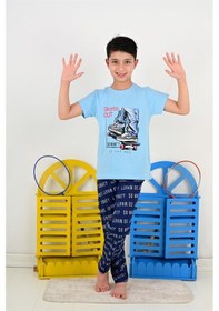 Resim Vitmo erkek çocuk kısa kollu pijama takımı so what skate model mavi 
