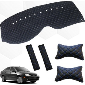 Resim Focus 1 Sedan Göğüs Halısı+Boyunluk+Kemer Konforu Siyah-Mavi 