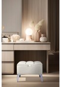 Resim Vetra Mini Royal Beyaz Kumaş Sandıklı Dekoratif Puf&bench-dilimli Model-gümüş Ayak-modern Puf 