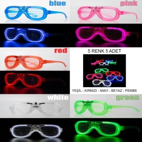 Resim MCM Group Glow Model LED Işıklı Parti Gözlüğü 3 Modlu 5 Renk 5 Adet - Lisinya 