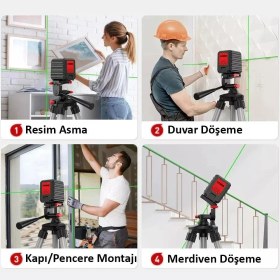 Resim Kobb KBL90G 30 Metre Profesyonel Yatay ve Dikey Otomatik Hizalamalı Yeşil Çapraz Çizgi Lazer Distomat 