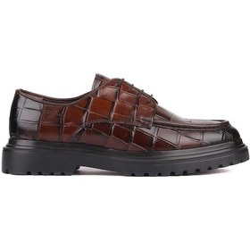Resim Shoetyle - Kahverengi Croco Deri Bağcıklı Erkek Günlük Ayakkabı 250-1615-759-kahverengi Kahverengi 