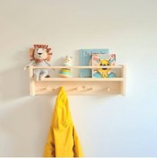 Resim EMTA 50 Cm Doğal Ahşap Raf Askılık Montessori Kitaplık Çocuk Odası Aksesuar Dekorasyon 