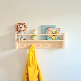Resim EMTA 50 Cm Doğal Ahşap Raf Askılık Montessori Kitaplık Çocuk Odası Aksesuar Dekorasyon 