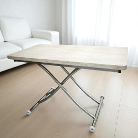 Resim Juppo Üst Tabla Mdf Traverten Oval Köşe Alt Ayak Metal 