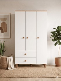 Resim Bohem 3 Kapılı 2 Çekmeceli Gardırop,çocuk Odası,yatak Odası Beyaz 