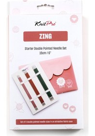 Resim Knitpro Zing Düz Çift Uçlu Çorap Şiş Seti 15 Cm Doule Pointed Needle Set 47421 