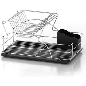 Resim İki Katlı Metal Tabaklık - Bulaşıklık Krom Gümüş 