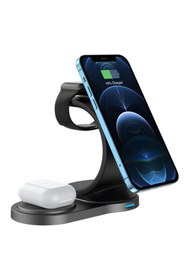 Resim S-Link Swapp Sw-cwf110 Telefon Kulaklık Akıllı Saat 15w 3 In 1 Magsafe Siyah Kablosuz Şarj Cihazı 