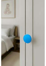 Resim Mavi Çocuk Odası Mobilya Kulbu - 55 MM - Abs Plastik Tekli Düğme Dolap ve Çekmece Kulpu Mavi 