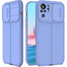 Resim Teleplus Xiaomi Redmi Note 10s Kılıf Lensi Kamera Korumalı Deri Dokulu Silikon Mor 