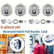 Resim 4'lü Ağır Hizmet Tipi Deniz Cam Mandal Kilit Seti - 1.5" (44cm) Gömme Kapı Çekme Tokası, 1.5" Saplı ve Kaldırma Çekme, 1.5" Saplı Kaldırma Çekme Tekne, Karavan, Kampçı, Kabin için, Tekne Güverte Kapısı için Güvenli, Denizci Donanımı, Tekne Sahipleri için 