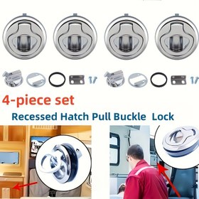 Resim 4'lü Ağır Hizmet Tipi Deniz Cam Mandal Kilit Seti - 1.5" (44cm) Gömme Kapı Çekme Tokası, 1.5" Saplı ve Kaldırma Çekme, 1.5" Saplı Kaldırma Çekme Tekne, Karavan, Kampçı, Kabin için, Tekne Güverte Kapısı için Güvenli, Denizci Donanımı, Tekne Sahipleri için 