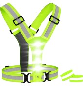 Resim Xin Yue Zhang Ξ Ny Ue Zhang LED Koşu Yeleği, Bisiklet Koşu Koşusu Için 2 Yansıtıcı Bantlı LED Yüksek Görünürlük Yansıtıcı Yelek Güvenlik Yeleği (Yurt Dışından) 