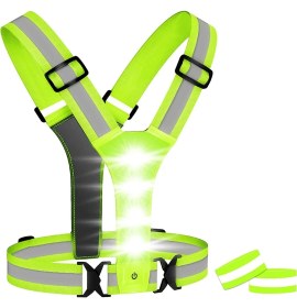 Resim Xin Yue Zhang Ξ Ny Ue Zhang LED Koşu Yeleği, Bisiklet Koşu Koşusu Için 2 Yansıtıcı Bantlı LED Yüksek Görünürlük Yansıtıcı Yelek Güvenlik Yeleği (Yurt Dışından) 