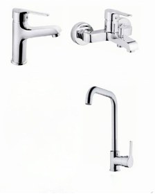 Resim Tema Sigma Batarya Seti + Kısa Lavabo Bataryası 61070 + 61071 + 61073 Krom 