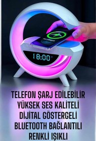 Resim Techno Stock Bluetooth Hoparlör Dijital Göstergeli Wireless Şarj RGB Işıklı 
