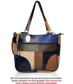 Resim Westbag Hakiki Deri Kol Omuz Askılı Çapraz Postacı Çok Gözlü Çanta Koyu Çok Renkli 