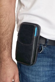 Resim Lederax Hakiki Deri Telefon Bölmeli Bel Ve Göğüs Çantası 