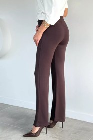 Resim Kadın Modal Kumaş Ön Tokalı Pantolon Kahve TZL-P-00021367 