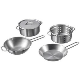 Resim Oyuncak Metal Tencere Seti MeridyenDukkan Minyatür Çocuk Oyuncak Pişirme Seti Oyun Mutfağı 